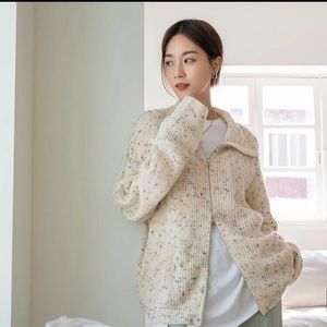 DAZY Drop Shoulder Marled Knit Cardigan